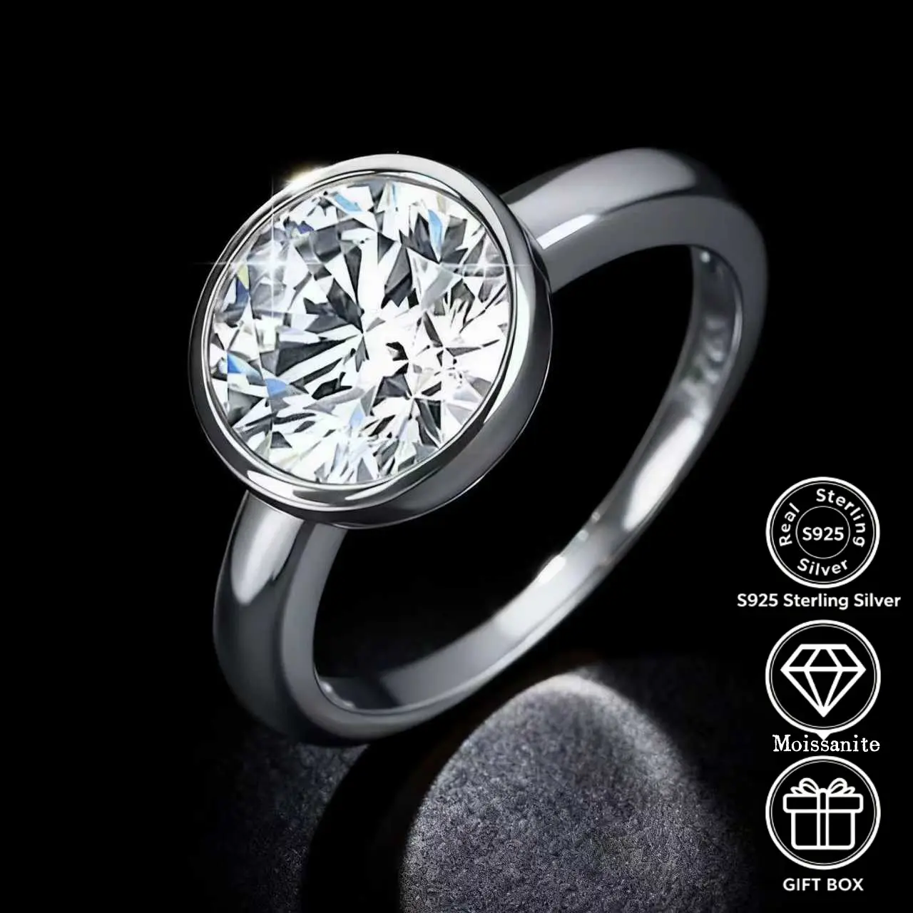 Couples' 3-Carat D-Color Luxury Silver Moissanite Synthetic Diamond Ring - Unique Design for Engagement, Wedding, With GRA Certificate, Gift Box