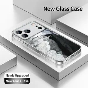 Black Sand Pattern Glass Phone Case for iPhone 11 12 13 14 15 16 17 Pro Max 17Air 14 15 16 Plus, Shockproof and Drop-resistant