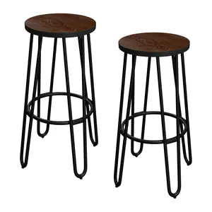 Lavish Home 2 Bar Stools 24" Tall Backless withHairpin Legs