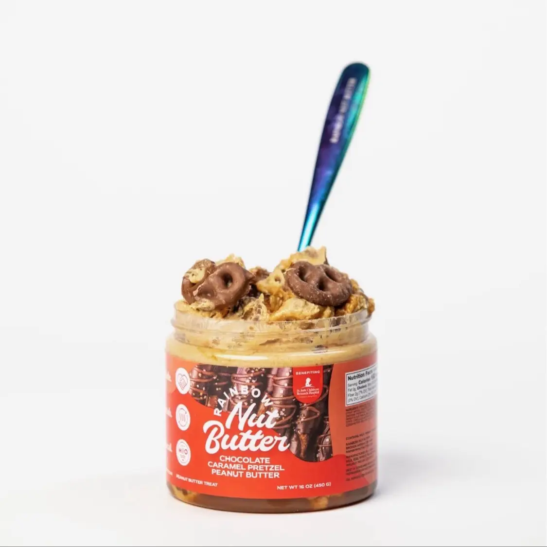 Rainbow Nut Butter Chocolate Covered Pretzels Peanut Butter Treat - Delicious Snack Caramel and Caramel Bits