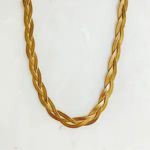 Beatrice Braided Herringbone Chain Necklace - ONE LEFT