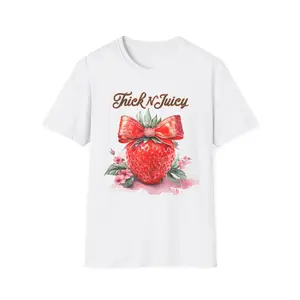 Thick N Juicy Strawberry T-Shirt, Fun Fruit Shirt, Cute Summer Tee, Gift for Food Lovers, Casual Everyday Wear, Trendy Chill Style