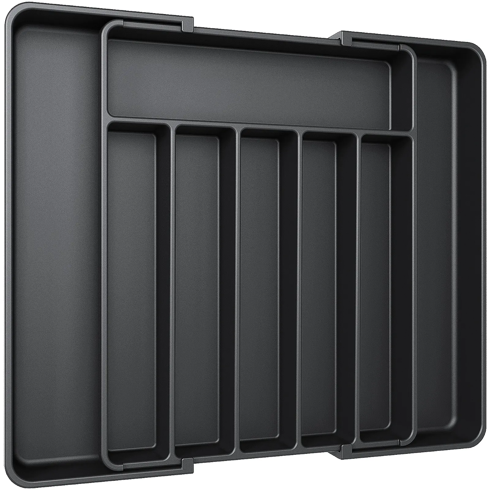 Large Expandable Silverware Organizer – Adjustable Kitchen Drawer Tray for Forks, Knives, Spoons, Multipurpose Storage, Black Large Expandable Silverware Organizer – Adjustable Kitchen Drawer Tray for Forks, Knives, Spoons, Multipurpose Storage, Black