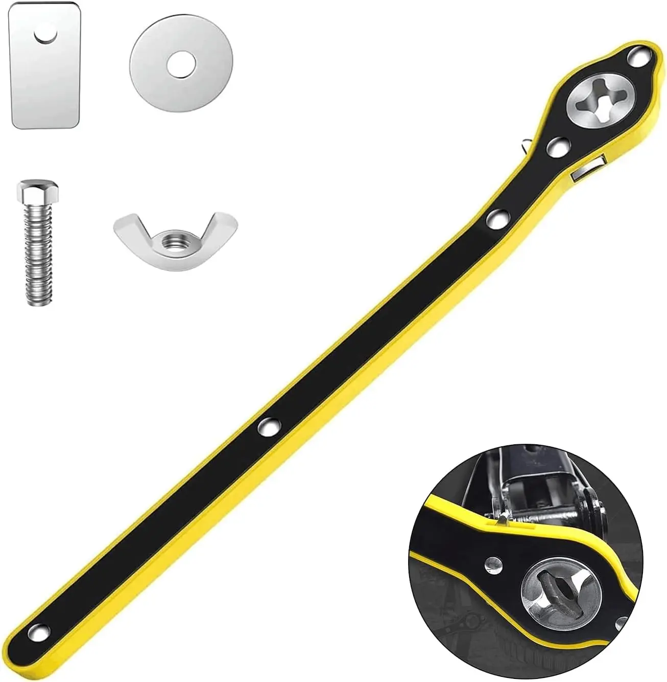 Car Jack Wrench, Labor-Saving Ratchet Wrench for Scissor Jack, Metal Garage Tire Wheel Lug Wrench, Fit for Small Cars SUVs and Vans