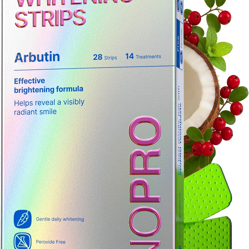 InoPro Teeth Whitening Strips 14 Treatments Kit, Peroxide Free Gentle Enamel Safe Green Strips, Instant Teeth Brightener w/ Coconut Oil (28 Strips),smile more american eagle