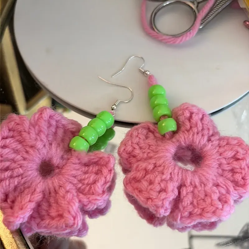 Handmade Crochet Flower Earrings