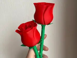 Forever Rose 3D Printed PLA Red Rose With Stem Matte Finish Perfect for Valentine's Day Desk Decor & Gift Boxes