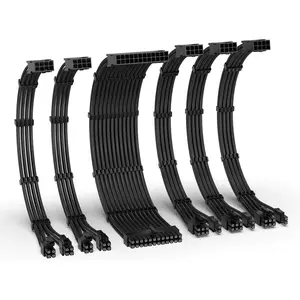 PSU  Extension Kit, 300MM Black, 16AWG, 68 Pins, ATX, EPS, PCI-E, 10 Pack, 1000W, 13A, 12V, Indoor, PC Power  Cables