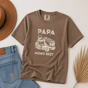 Comfort Colors Papa Mows Best T-Shirt, Funny Dad Shirt, Vintage Lawn Mower Graphic Tee, Fathers Day Gift for Dad, Lawn Care Lover Shirt - TrendWear USA