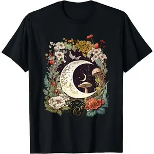 Cotton Short Sleeve Aesthetic Goblincore And Dark Cottagecore Mushroom T-Shirt For Men Women Men Tee