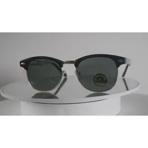 Zoe Classic Clubmaster Polarized Sunglasses - Black Acetate Browline & Gold-Tone Metal Rims - UV400 Protection - Stylish & Durable for Men & Women