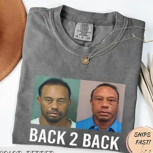 Tiger Woods Mugshot Shirt, Back To Back Golf Graphic Tee