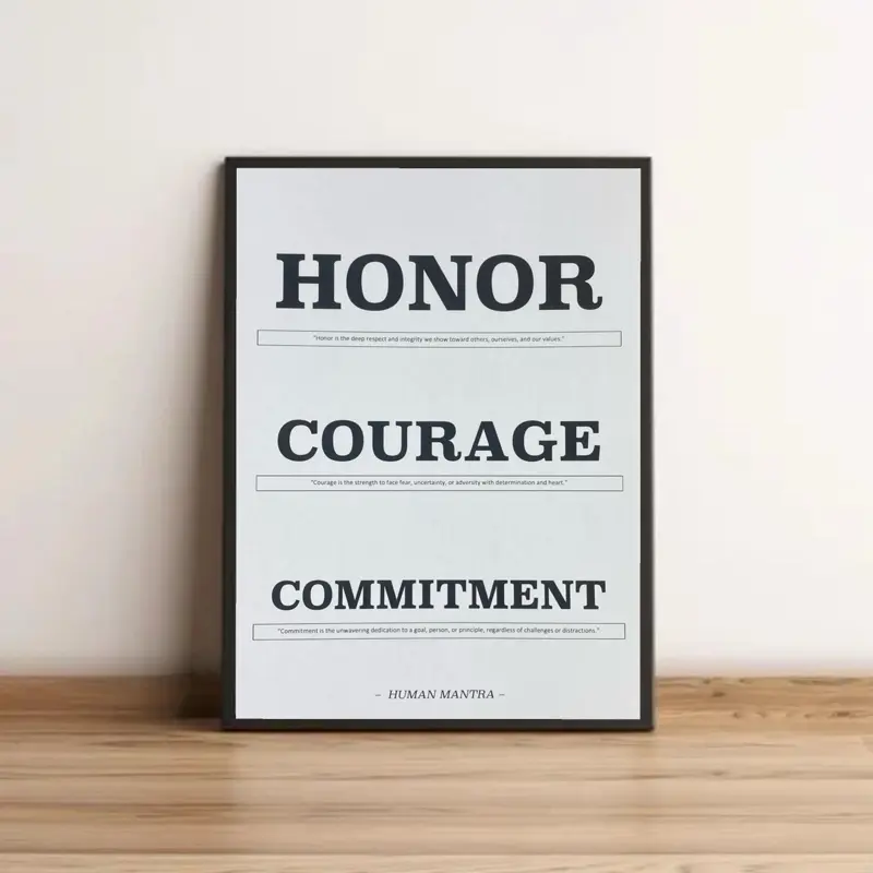 “Honor-Courage-Commitment ” Wall Art (1) Wall Art Picture Print for Modern House Decor : 7’x11’inch