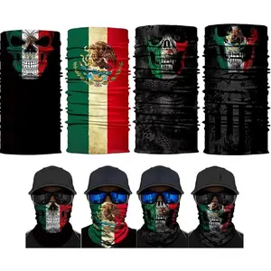4 count Balaclava Mexico Flag Outdoor  Scarf  Gaiter Headwear Half  Magic Scarf Bandana Headband Dust-proof UV Protection for Halloween  Cycling Fishing Hiking Skiing