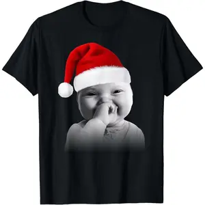 100% Cotton Funny Niche Baby gen z Meme Giggling AI Laughing Christmas T-Shirt
