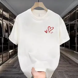Love chest printed T-shirt, creating a unique romantic style, suitable for men, women, mothers and friends, couples, fashionable and loose, young and energetic, festive