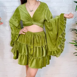 Flowy Mini Velvet Skirt  with Pockets, Boho Mini Skort, Bohemian Style, Whimsical Outfit, Bohemian Fairy Tiered Skirt, Festival Fashion, 90s