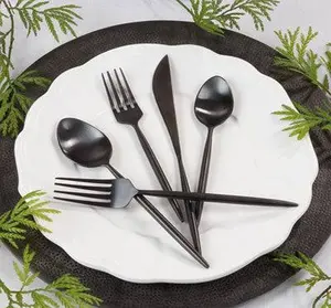 Dark Stainless Steel Flatware, Black - Set Of 5