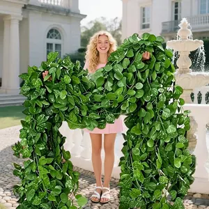 12pcs Artificial Outdoor Ivy Vine |   Green Ivy Leaf Wall Hanging Decor |   DIY Faux Wreath for Home, Garden, Wedding & Party |   Realistic Hanging Greenery for Indoor and Outdoor Decoration |   evergreen seasonal decor