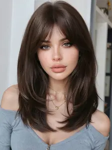 Hair Toppers for Women 18 Inch Long Layered Topper with Thinning Hair, Silky Straight Wigs, 360° Clip in Hair Toppers Brown Clip In Hair Topper Add Hair Volume Synthetic Wiglets Pieces For Women 6.5"x6.5" Large Base for Daily Use Snug Fit Wig