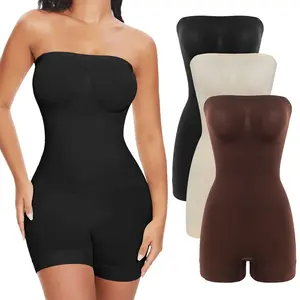 Women's Strapless Shapewear Tummy Control Bodysuit   Shortie Bodysuits with Removable Strap Comfortable Farbic Womenswear