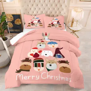 Christmas Tree Animal Edition Pattern comforter, Cute and Suitable for Children's Christmas Bedroom Decoration Gift, Includes 1 comforter and 1 or 2 Non Core Pillowcases