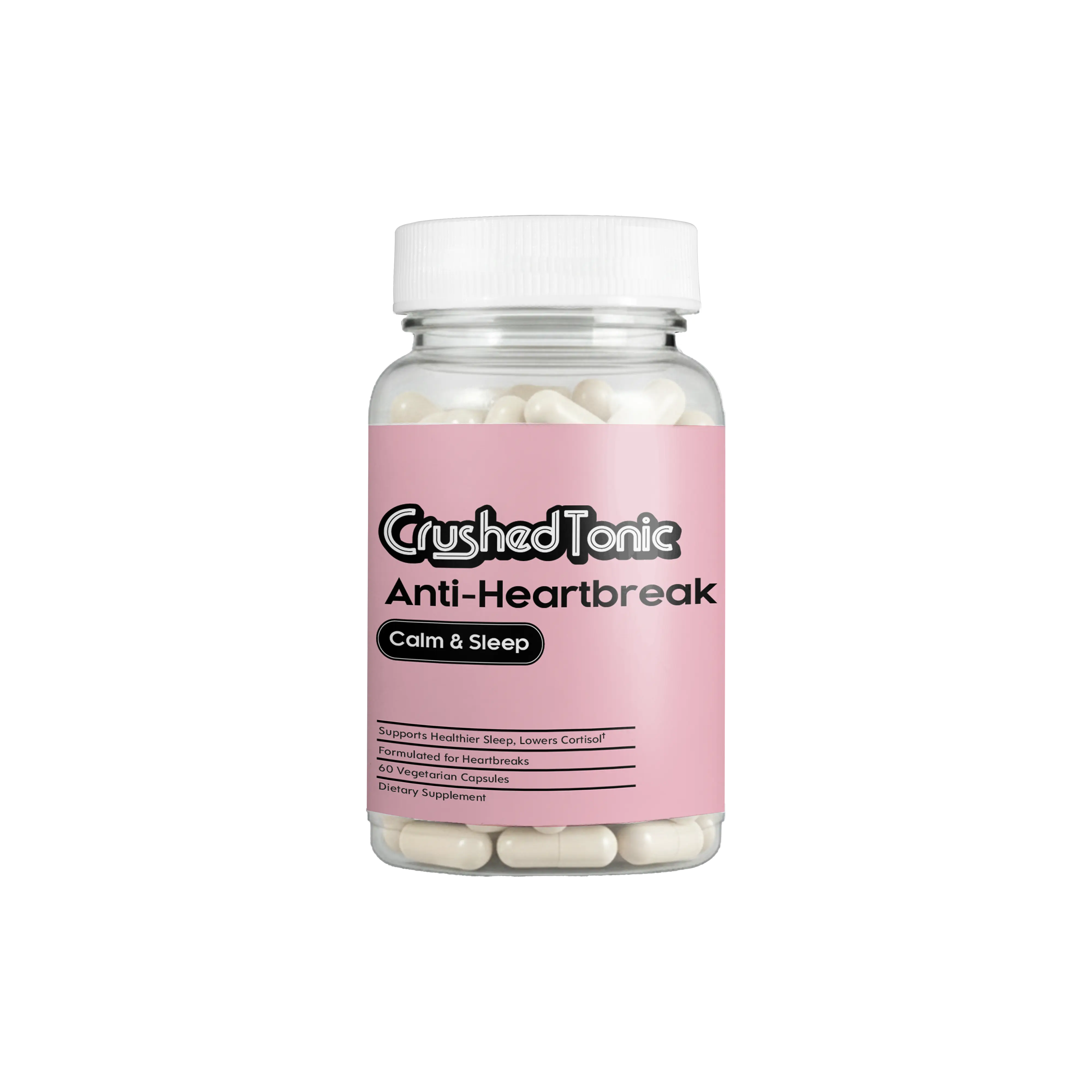 Anti Heartbreak Capsules - Promotes Sleep, Calm - Fights Stress, Insomnia, Cortisol, Anxiety - Nootropics - Magnesium - Ashwagandha - Melatonin - Valerian Root - Lemon Balm - GABA - Gotu Kola