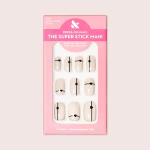 Linear Hearts | Short | Squoval - Tab Press-On