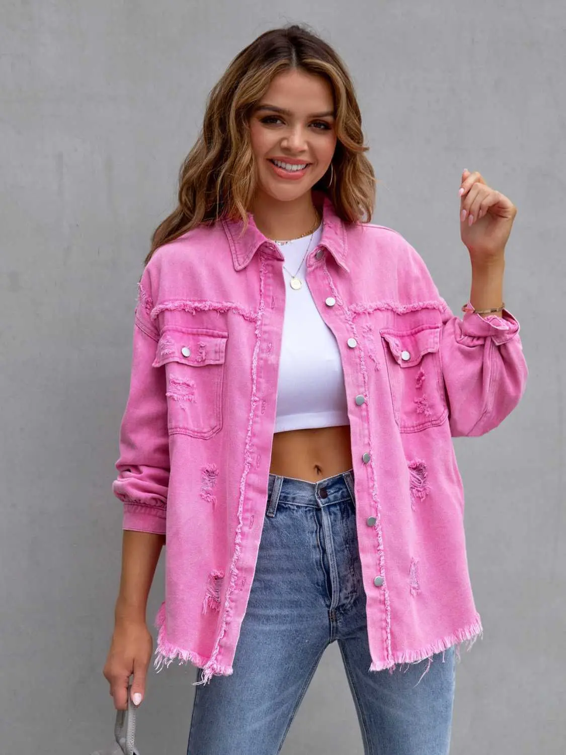 Distressed Fringe Denim Jacket