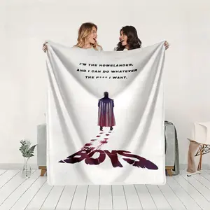1 piece Homelander character image from The Boys themed flannel blanket - Microfiber soft fluffy sofa blanket, suitable for beds and sofas, modern style, all-season use, digital print design, flannel weaving craft, 100% polyester material, machine