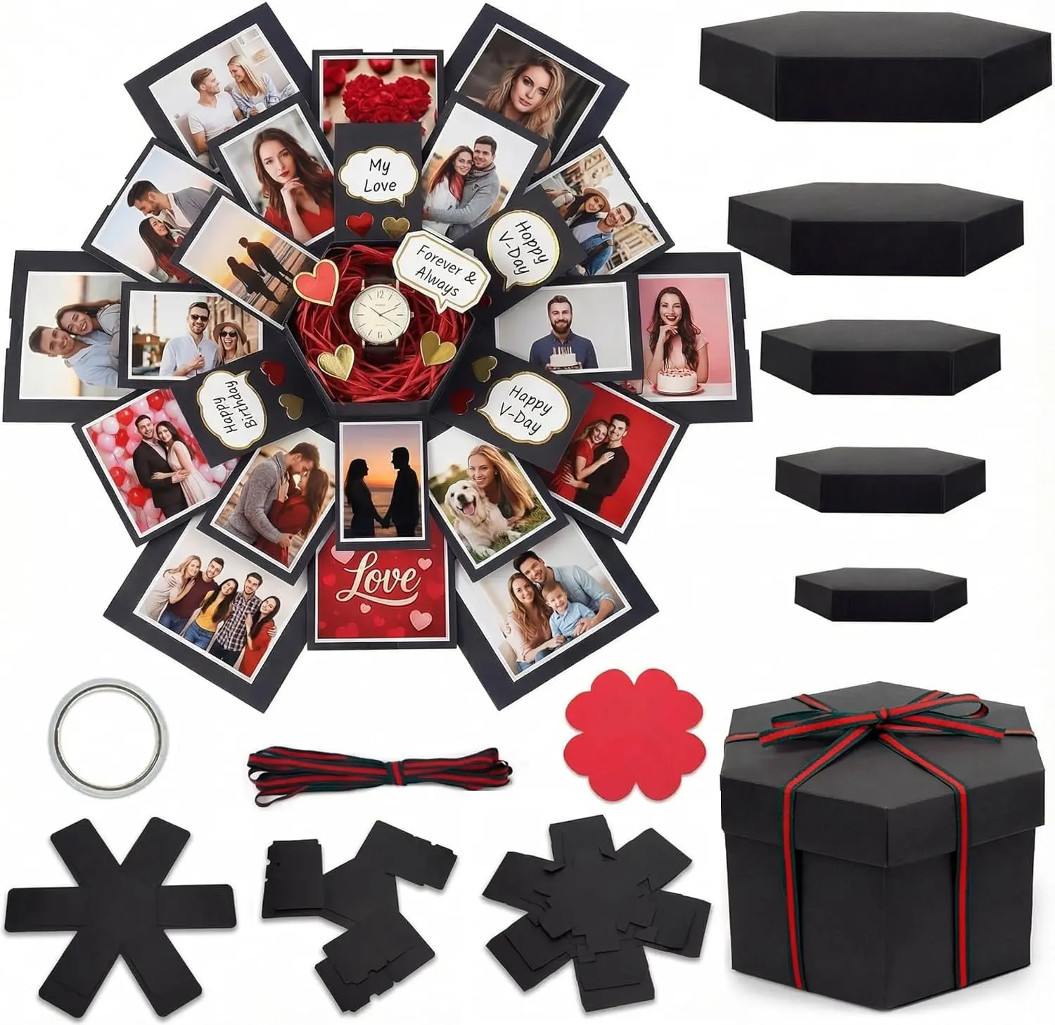 Explosion Gift Box, DIY Custom Scrapbook Photo Album Surprise Box for Birthday Anniversary Wedding Holiday Graduation