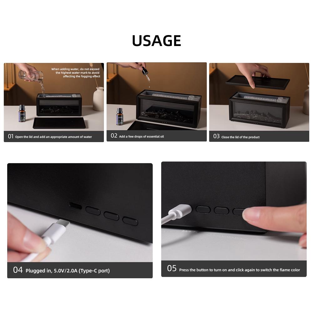 Upgraded 300ml Air Humidifier & Aroma Diffuser with 7-Color LED Flame Effect, Essential Oil Diffuser, Aromatherapy Machine, Remote & Timer for Home, Bedroom, or Office, Air Purifier for Relaxing Atmosphere