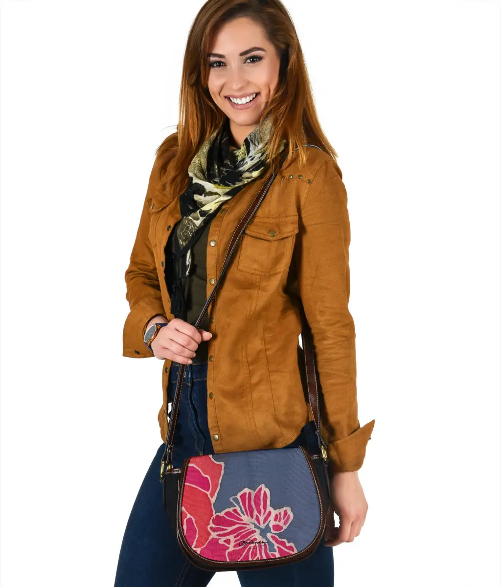 Floral Denim Saddle Bag