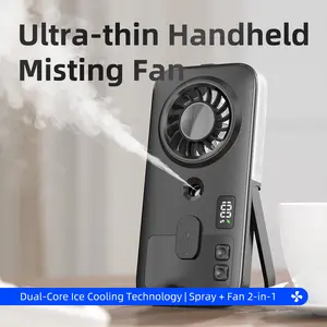 Portable Handheld Misting Fan, USB Rechargeable Mini Cooling Fan with Mist Spray, 4-Speed Foldable Travel Fan for Outdoor Camping Office, Summer Must-Have Gift for Women Mom