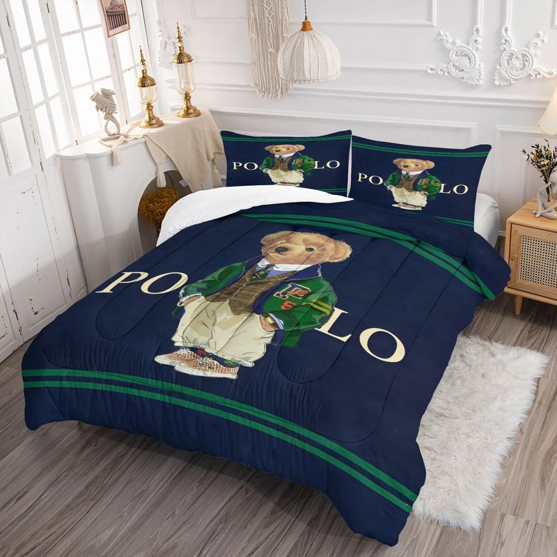 Bear Themed Comforter Set (Including 1 Quilt And 1-2 Pillowcases), Vintage Polo Teddy Bear Bedding, Suitable For Decorating Rooms And Bedrooms For Teenagers, Girls, And Boys
