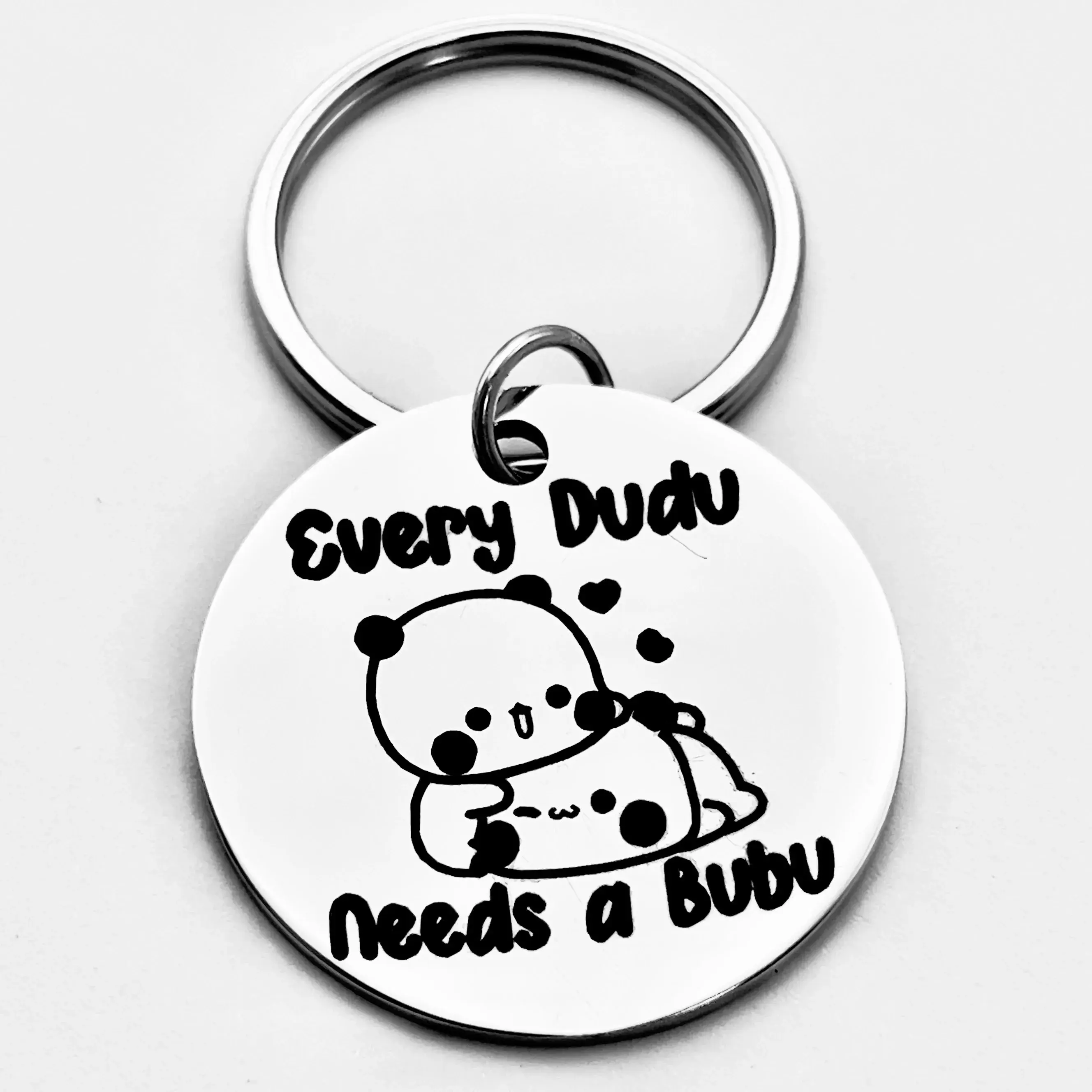 Cute Keychain - "Every Dudu Needs a Bubu" Panda and Bear Design, Perfect Valentine's Day Gift