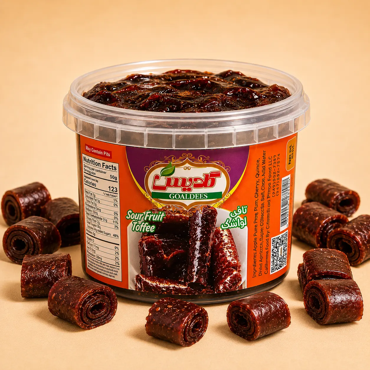 Sour Fruit Toffee Lavashak Cup 2 Pack | Persian Sour Candy Snack, Chewy Fruit Roll Bites, Tangy Sweet Sour Treat, Middle Eastern Candy, Viral TikTok Taste Test Snack
