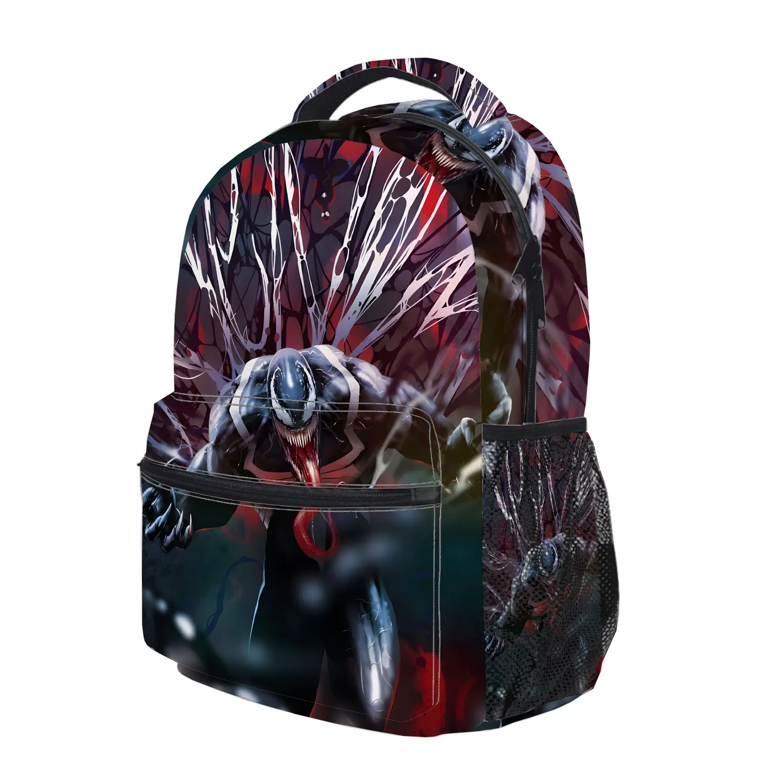Venom Backpack, Cute Y2K Fashion School Bag for Girls and Teens, Durable Cartoon Printed Bookbag with Mesh Side Pockets, Lightweight Travel Daypack for Back to School c-266
