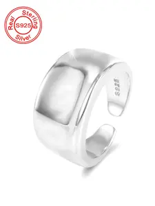 925 Sterling Silver Simple Style Cuff Ring, Fashion Accessories for Women & Girls, Trendy All-match & Exquisite Jewelry for Birthday Gift