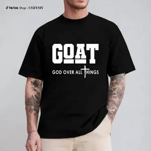 Goat God Over All Things Shirt Casual Style Crew Neck Short Sleeve T-Shirt Tops Trendy for Unisex, Perfect Gift