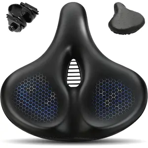 Seat &  Saddle, Extra Wide  Seat Cushion with Thick High-Density , Dual Spring Shock Absorbing  Saddle,  Comfort for Peloton, E-, Cruiser