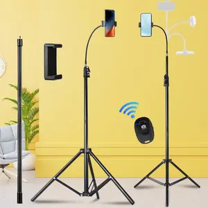 UEGOGO 63 “ High Dual Section Phone Tripod with 13.7 ” Flexible Gooseneck and Remote Control, Elevated Tripod with Adjustable 360° Ball Head and Phone Holder for iPhone 15 Pro Max/Plus/14/13/12/11, Android Smartphone Accessories Electronic Gadgets