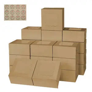 24set/48set Bakery Boxes with Window,3.39x3.39x2.48 Cookie Boxes，Cinnamon Rolls, Treat Boxes, Dessert Boxes, Auto Pop Up