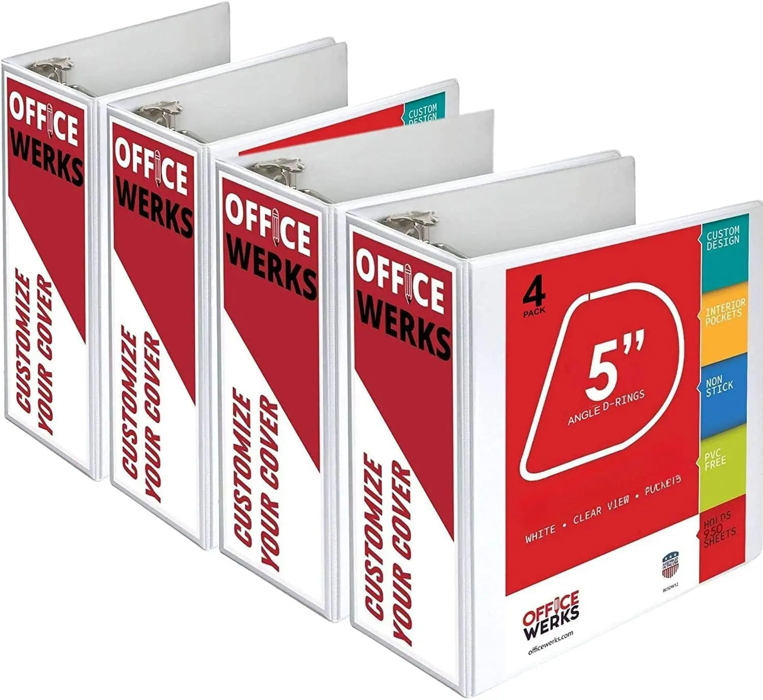 3  , Professional D  5 Inch, Presentation Folder for Standard Pages 8.5 x 11 with Pockets,  Clear View White (4 Pack)