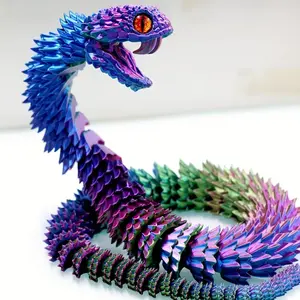 3D Printed Snake Statue, Collectible Figurine, 47.5-Inch Home & Car Decor, Decorative Piece, Unique Gift for Gamers, Gradient Colors, Holiday Surprise, Durable Plastic Craft