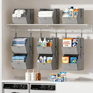 TAYTUU Hanging Closet Organizer 4 Tier - Clothes Hanging Shelves, Space-Saving Closet System, Fabric Storage Bins Bedroom Organization, Collapsible Baskets for Home, Dorm