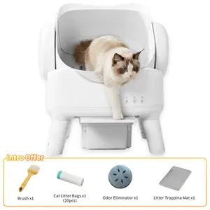 RPZ Automatic Self Cleaning Litter Box, Large Capacity Open Top Automated Robot with Safety Sensors for Multi-Cat Households, Anti-Pinch Protection, Easy Access Step for Senior Cats, No App Needed