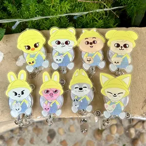 Cute Kpop Inspired Animal Badge Reel – Retractable ID Holder for Nurse Teacher Office