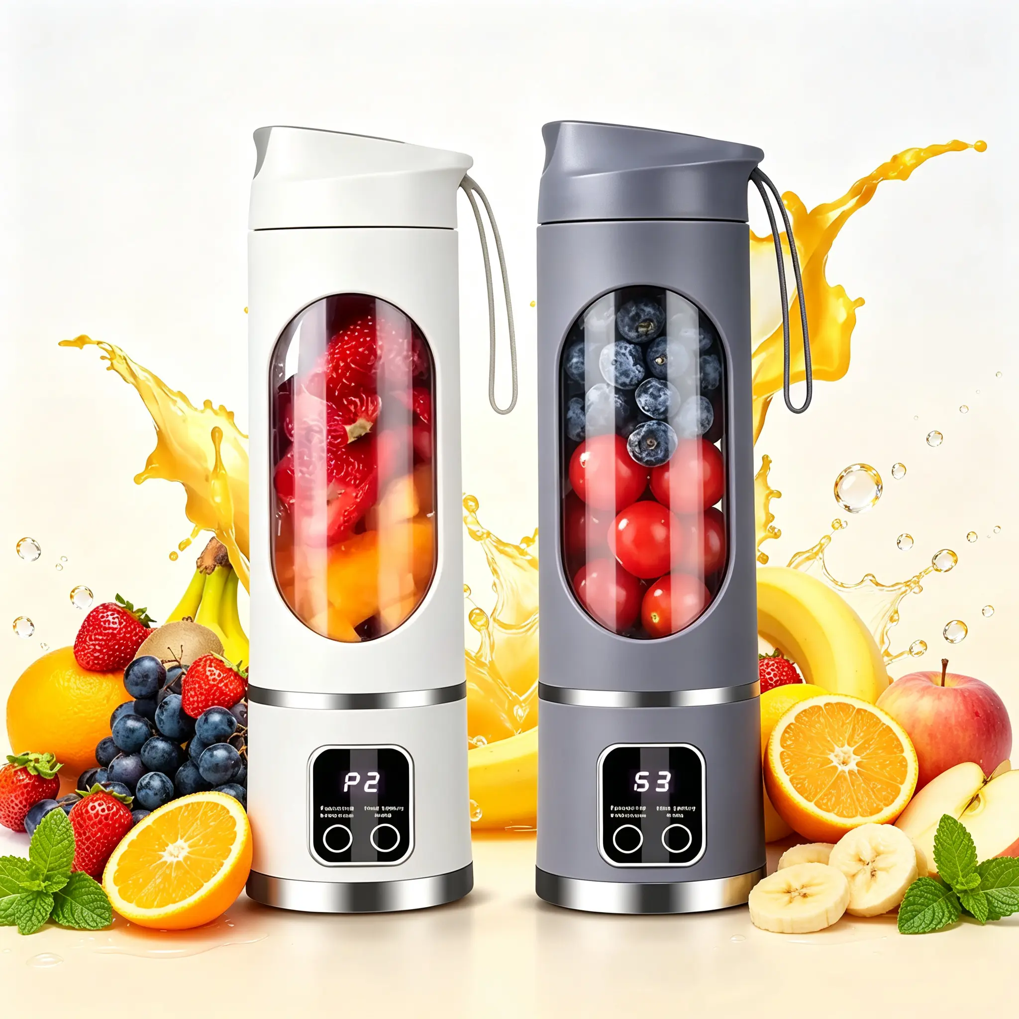 Best Portable Juicer Blender, Upgraded Fruit and Veggie Cup, portable vegetable Fruit, Smart LED Display Compact Personal Smoothie Maker, Great for Home, Office, Dorm, Back To School & Gym, Gift for Mom & Women