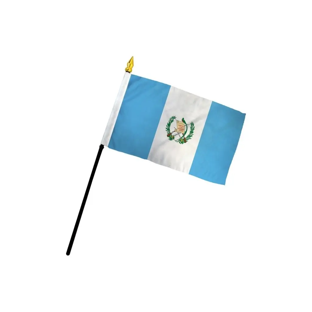 Guatemala 4x6in Plastic-Polyester Stick Flag, Stitched Edge, Stick-Mounted Desk Display, Home & Festive Party Decorations Banners